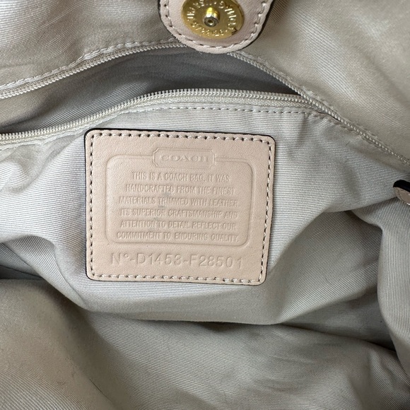 Coach Elegant Beige and Teal Designer Tote Bag F28501